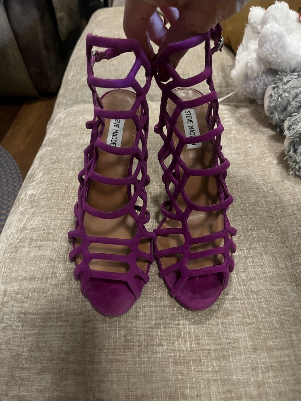 Steve Madden Magenta Cage Heeled Sandals